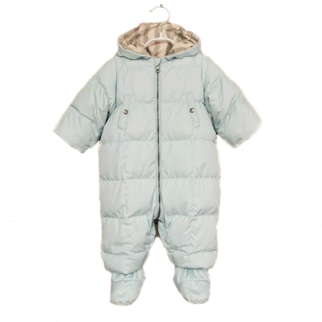 Burberry Pale Blue & "Nova Check" Hooded Snowsuit